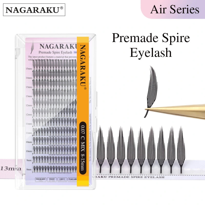 Extensii de gene Nagaraku Premade Spire Curbura C/D (Mix)