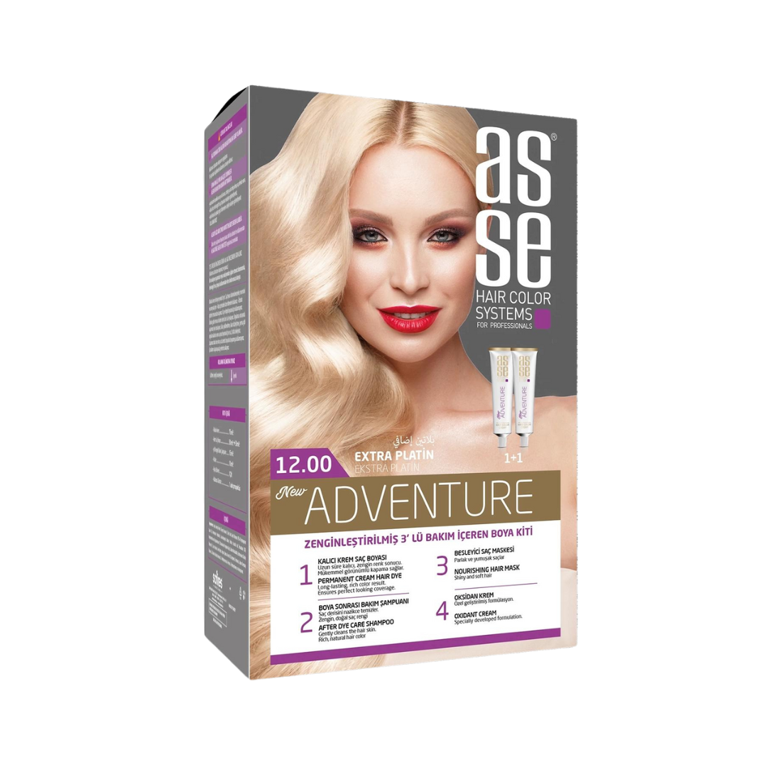 Vopsea de par permanenta 12.00 Extra Platinum (Blond Platinat deschis) 50+50ml Asse