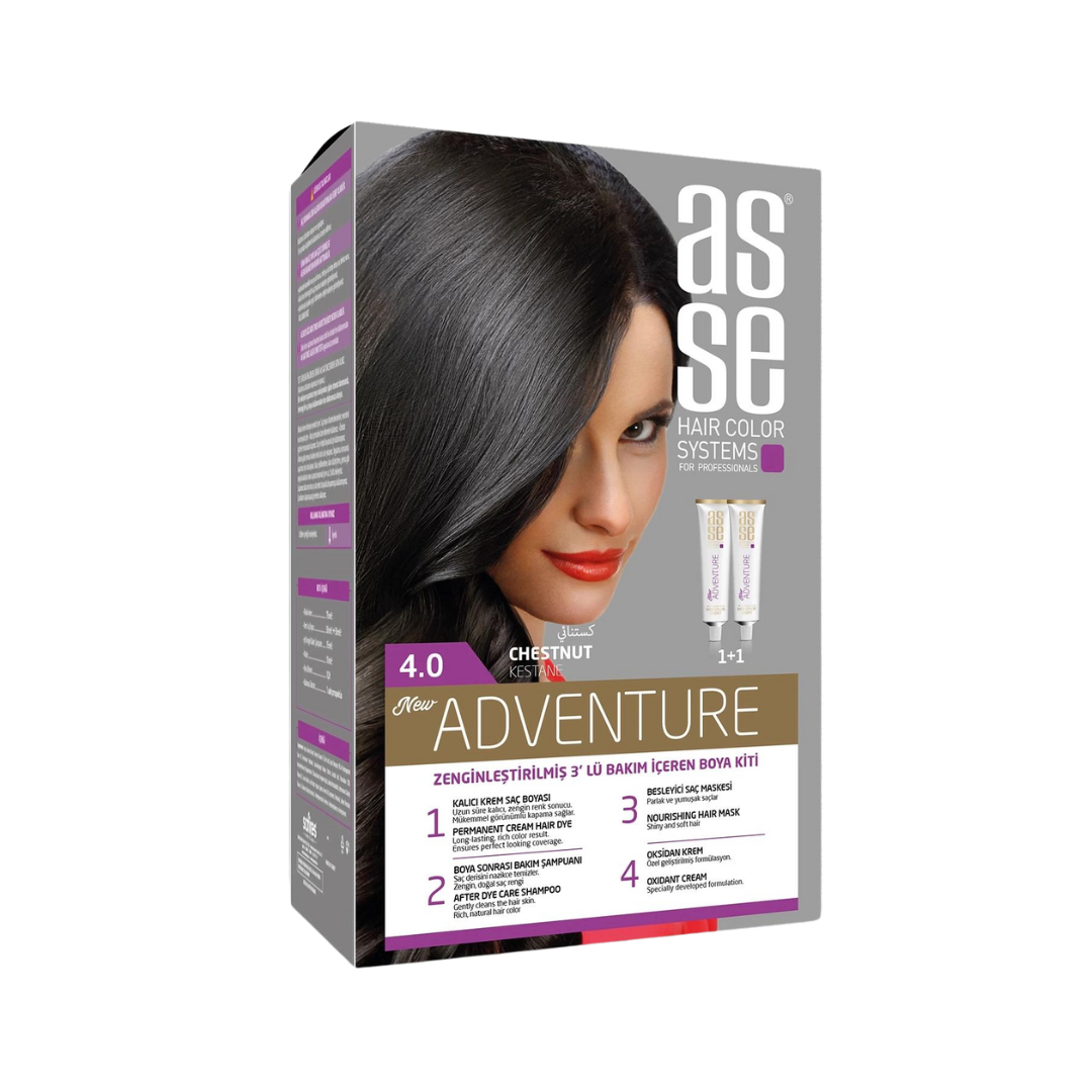 Vopsea de par permanenta 4.0 Chestnut (Castaniu) 50+50ml Asse