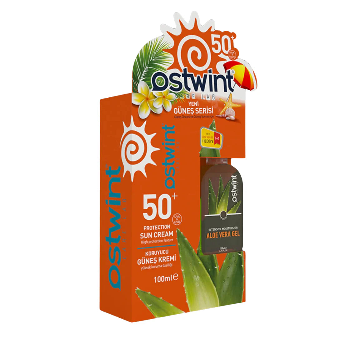Set Cremă de protectie solara SPF 50+ și Gel cu Aloe Vera Ostwint 100ml + 100ml