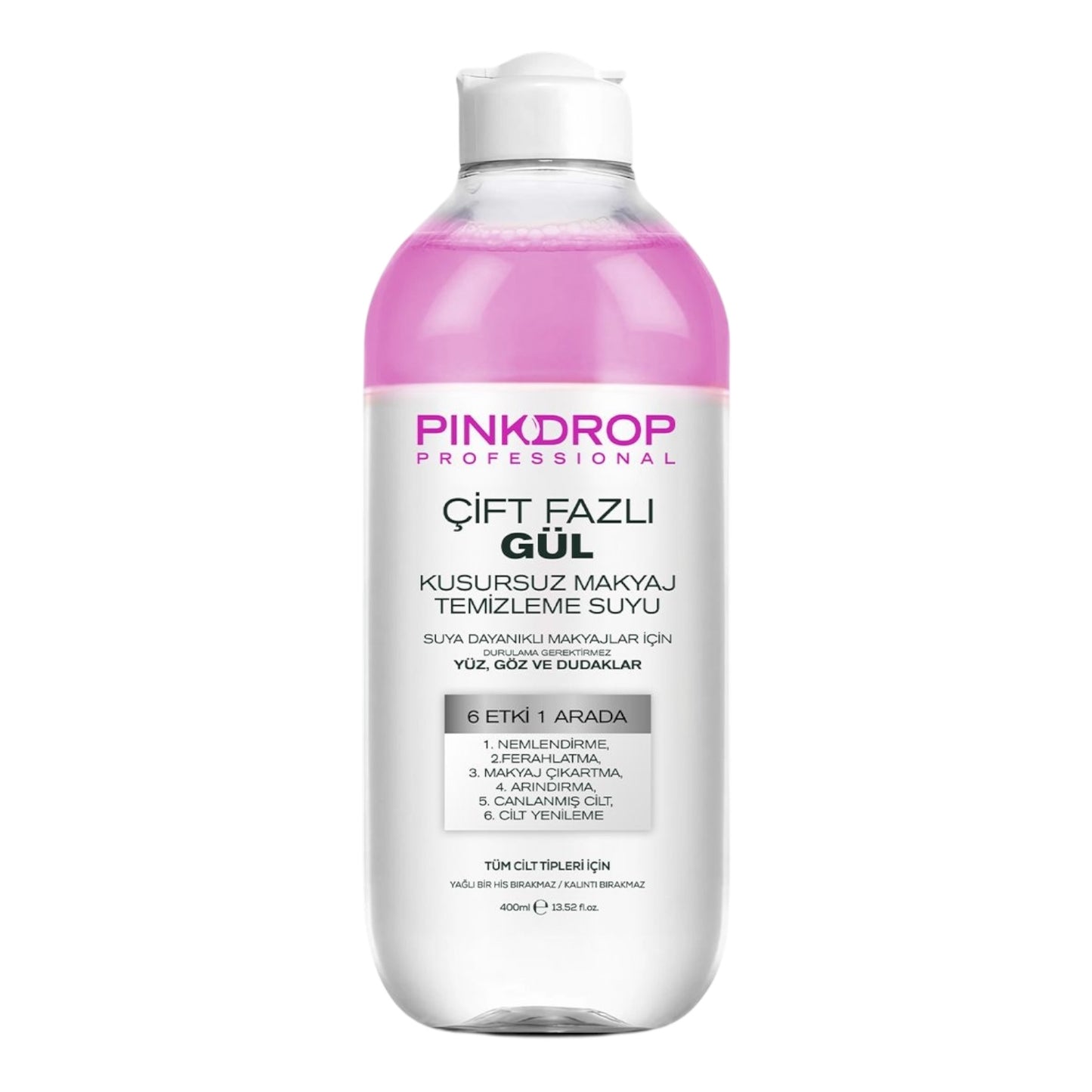 Apa Micelara Bifazica Pinkdrop 3-in-1 cu Ulei de Trandafir – Demachiant Hidratant și Calmant - 400ml
