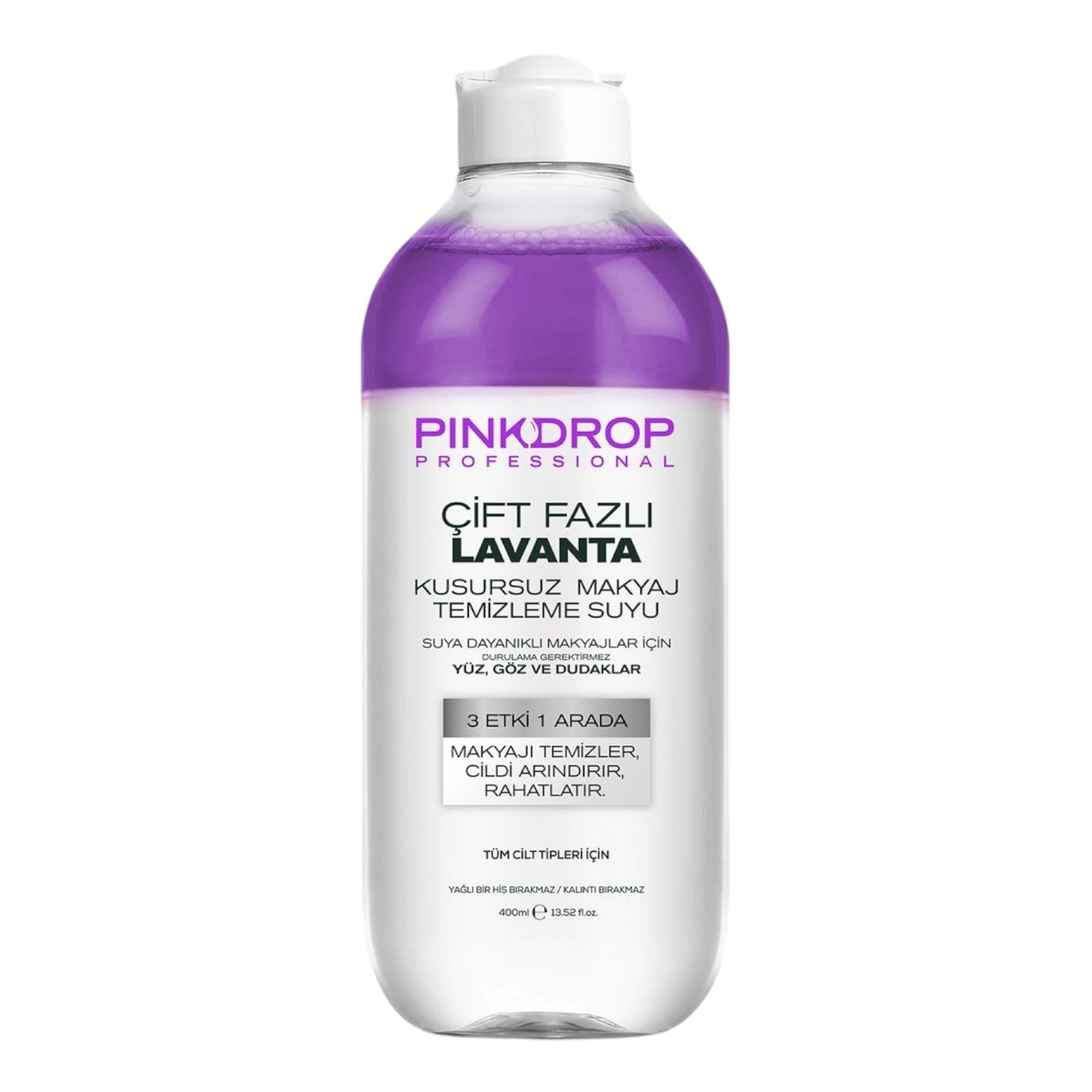 Apa Micelara Bifazica Pink drop 3-in-1 cu Ulei de Lavanda & Colagen – Demachiant Delicat pentru Ten Sensibil - 400ml