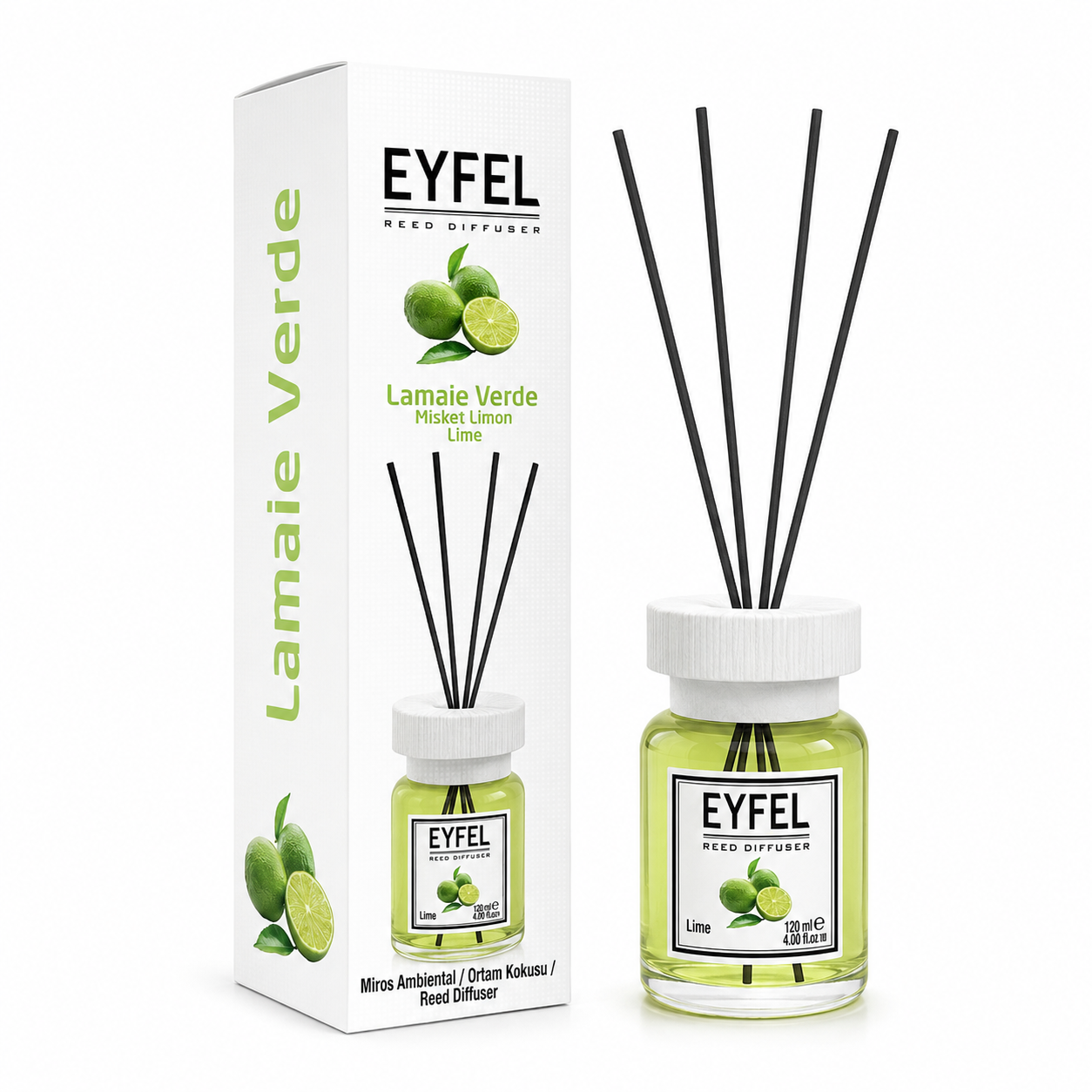 Odorizant de camera cu bete 120ml, Lime, Eyfel