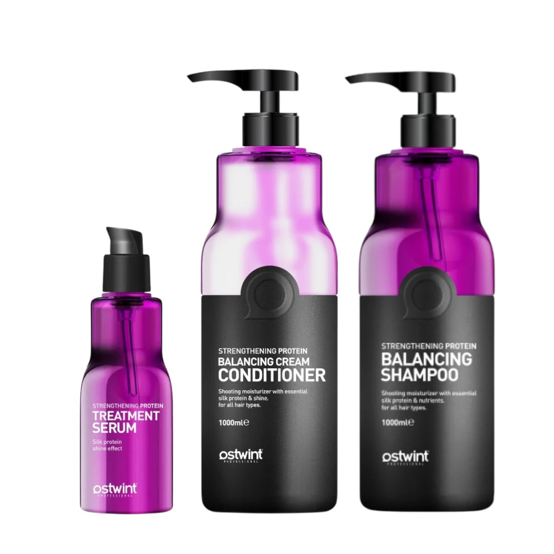 Set Sampon cu Proteine 1000ml, Balsam cu Proteine 1000ml, Ser proteic 100ml - Ostwint