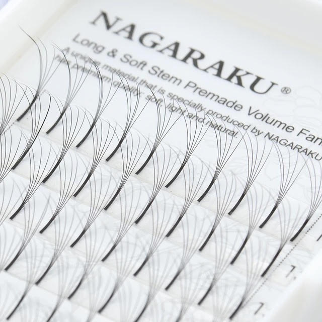 Extensii gene Nagaraku Long Stem Premade Volume Fans 0.07mm 3D/4D