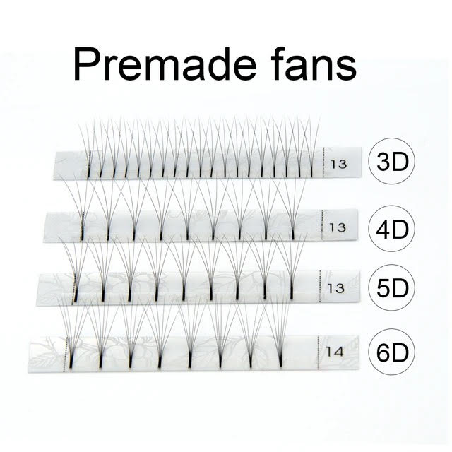 Extensii gene Nagaraku Long Stem Premade Volume Fans 0.07mm 3D/4D