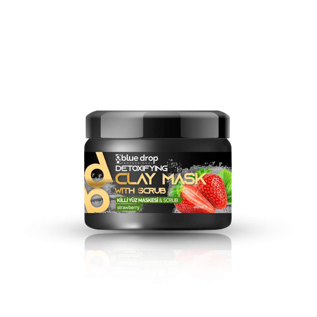 Masca de Argila Detoxifianta cu Scrub Blue Drop Capsuni - 480ml