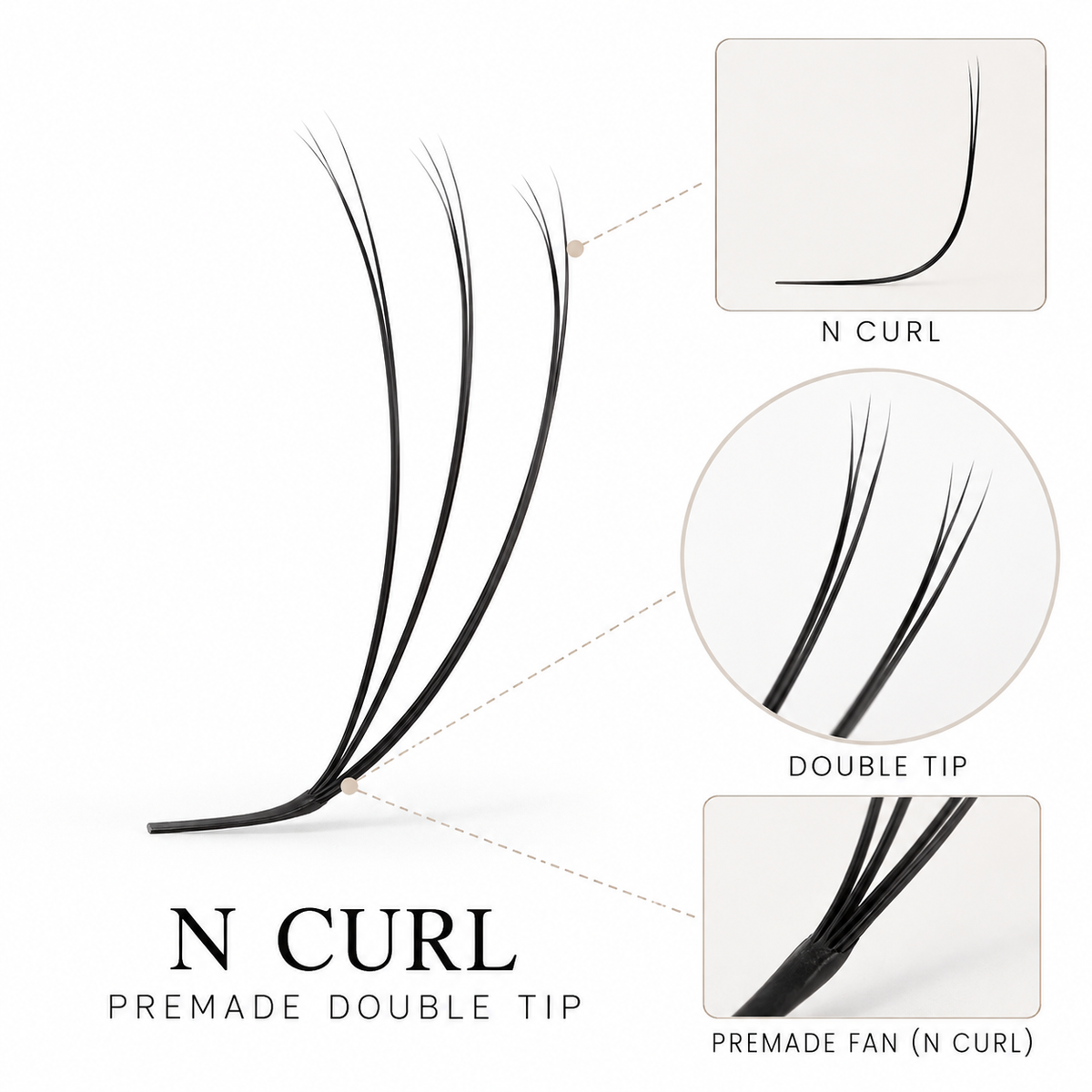 Extensii de gene Aria Mink Charm N Double Tips Premade 3D/4D/5D MIX (16 linii)