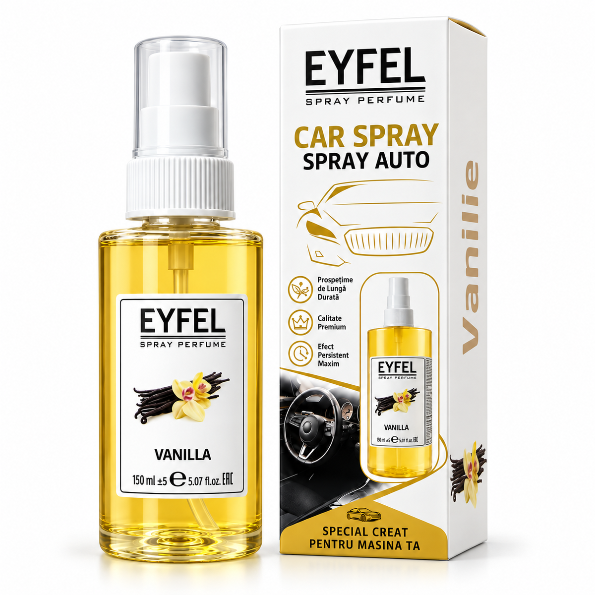 Odorizant Camera/Auto Eyfel, parfum spray, Vanilla, 150 ml