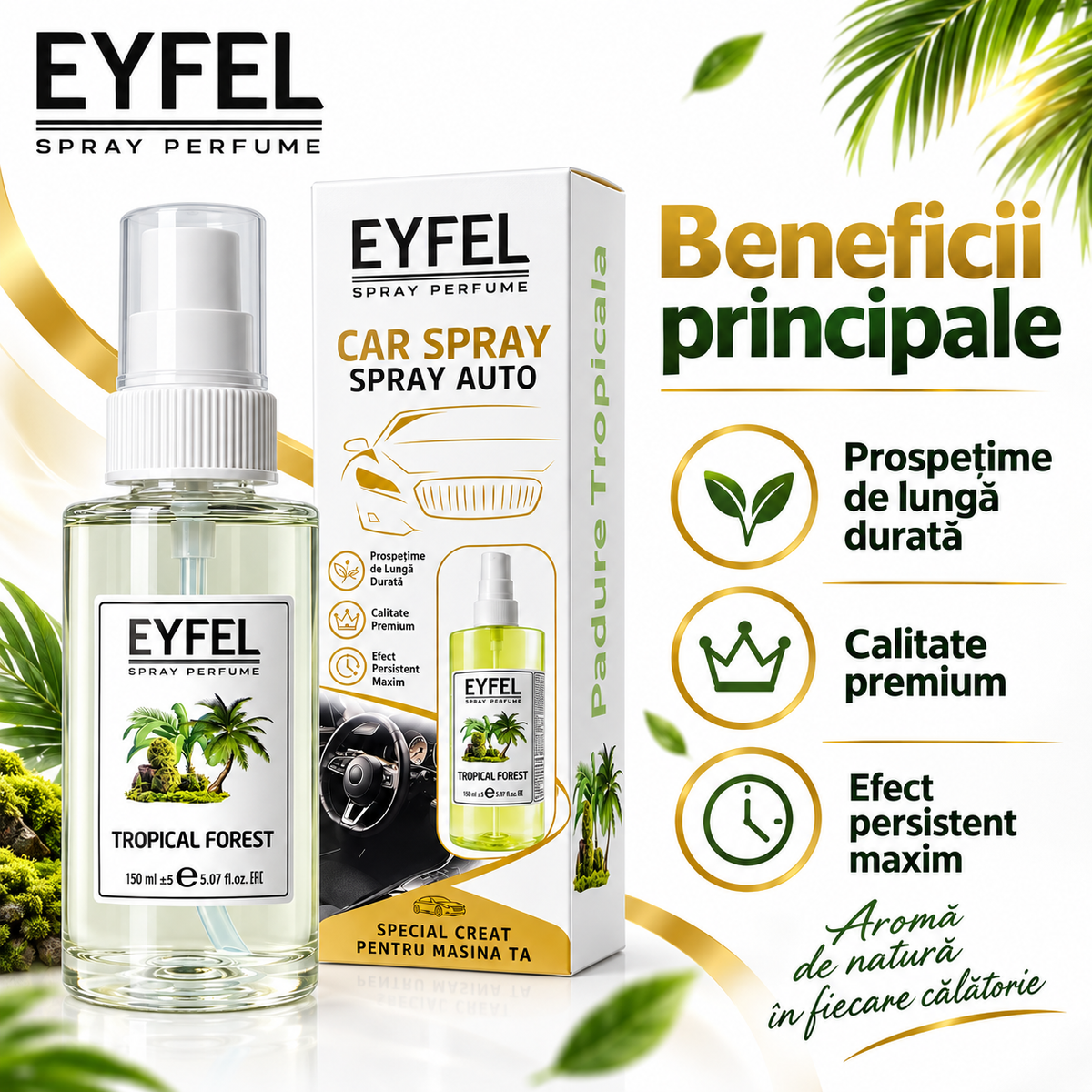 Odorizant Camera/Auto Eyfel, parfum spray, Tropical Forest, 150 ml